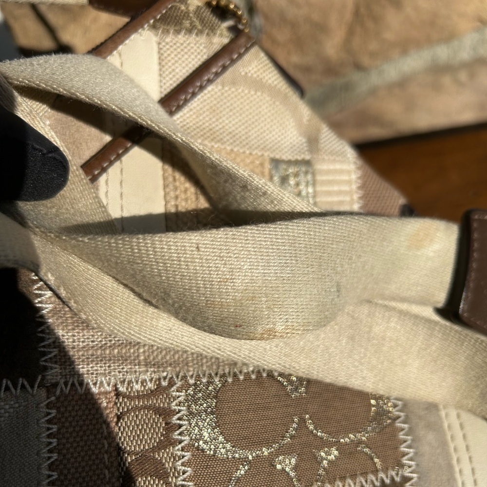 Coach Patchwork Khaki Brown Denim Swingpack Crossbody 41705 Y2K - Picture 15 of 16